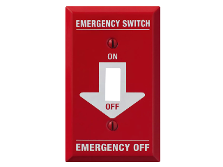 Red Stamped Steel Emergency Toggle Switch Wall Plate, 1 Gang