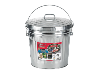 Galvanized Sheet Trash Can With Lid 10 Gallon
