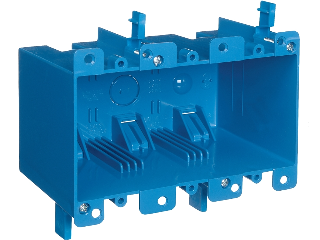 3-Gang Outlet Box, Blue PVC with Clamp Mounting