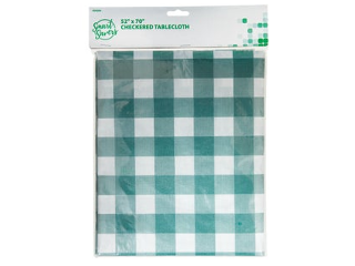 Green & White Checkerboard Tablecloth, 52 In x 70 In