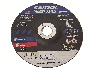 Saitech High Performance Ceramic Cutting Wheel, 6 In x .045 In x 7/8 In Arbor