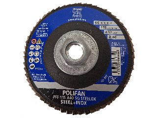 Polifan Flap Disc Grinding Wheel, 4 1/2 In x 5/8-11 In Arbor 40 Grit