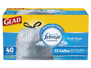 Glad Tall Kitchen Drawstring Bags 13 Ga, 40 Ct