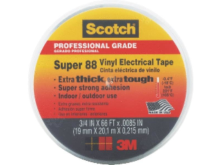 Super 88 Vinyl Electrical Black Tape, 3/4 In x 66 Ft