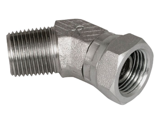 Hydraulic 45 Deg Elbow Adapter, 1/2 In Male  x 1/2 In Female