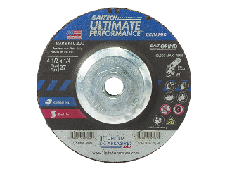 Ultimate Performance Ceramic Grind Wheel, 4-1/2 In x 1/4 In x 5/8-11 In Hub