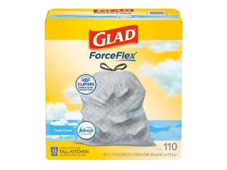Glad Force Flex Tall Kitchen Trash Bags 13 Ga, 110 Ct