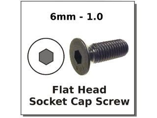 Flat Head Socket Cap Screw, #6mm-1.0 (Length)
