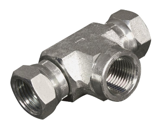 Hydraulic Female Pipe Swivel Tee Adapter, 1/2 In x 1/2 In