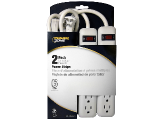 6 Outlet Power Strip, 2 Pk