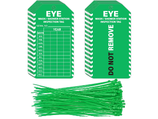 Eye Wash Station Monthly Inspection Record Tag, 90 Ea
