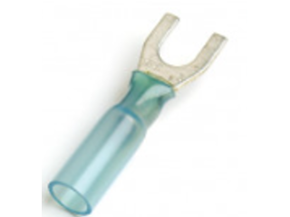 Blue Heat Shrinkable Spade 14 Gauge # 6, 10 Pk