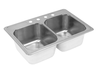 Stainless Steel Double Bowl Kitchen Sink, 6 In Deep