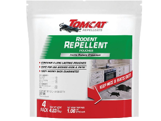 Package of four Tomcat rodent repellent pouches