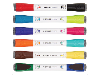 Magnetic Double Ended Bullet Tip Dry Erase Markers, 6 Pk