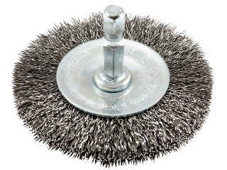 Drill Mounted Fine Crimped Wire Wheel Brush, 2-1/2 In