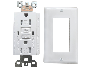 Genmax GFCI Duplex Receptacle/Plate combination, 15 amp