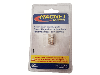 Neodymium Disc Magnet, 0.472 In 6 Pk