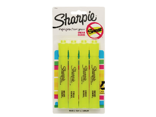 Sharpie Accent Yellow Tank-Style Highlighter, 4 Pk