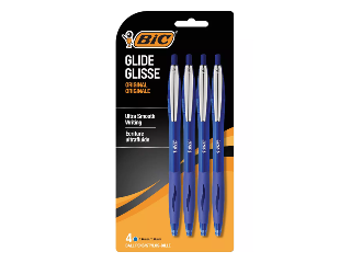 BIC Glide Original Medium Point Blue Ball Pen, 4 Pk