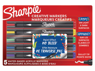 Sharpie Water-Based Acrylic Markers, 5 Pk