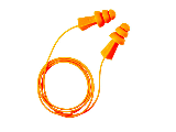 Reusable Tri-Grip Corded Earplugs, Orange