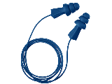 Reusable Tri-Grip MTEK Corded Earplugs, Dark Blue