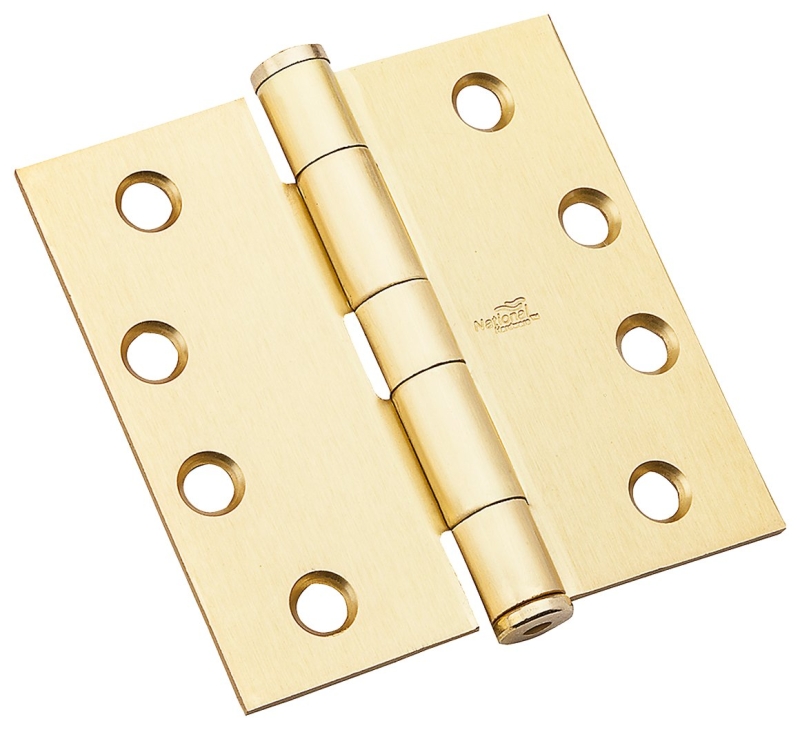 Standard Weight Template Satin Brass Hinge, 4 In
