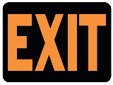 12 In x 8-1/2 In Plastic Fluorescent Orange on Black Sign Exit
