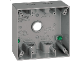 Weatherproof 2 Gang Outdoor 3 Holes Outlet Box, 1/2 In  Gray