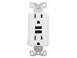Combination USB / Duplex Receptacle 15 Amp, White
