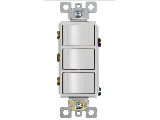 Single Pole Three-Rocker Switch 15 A, White
